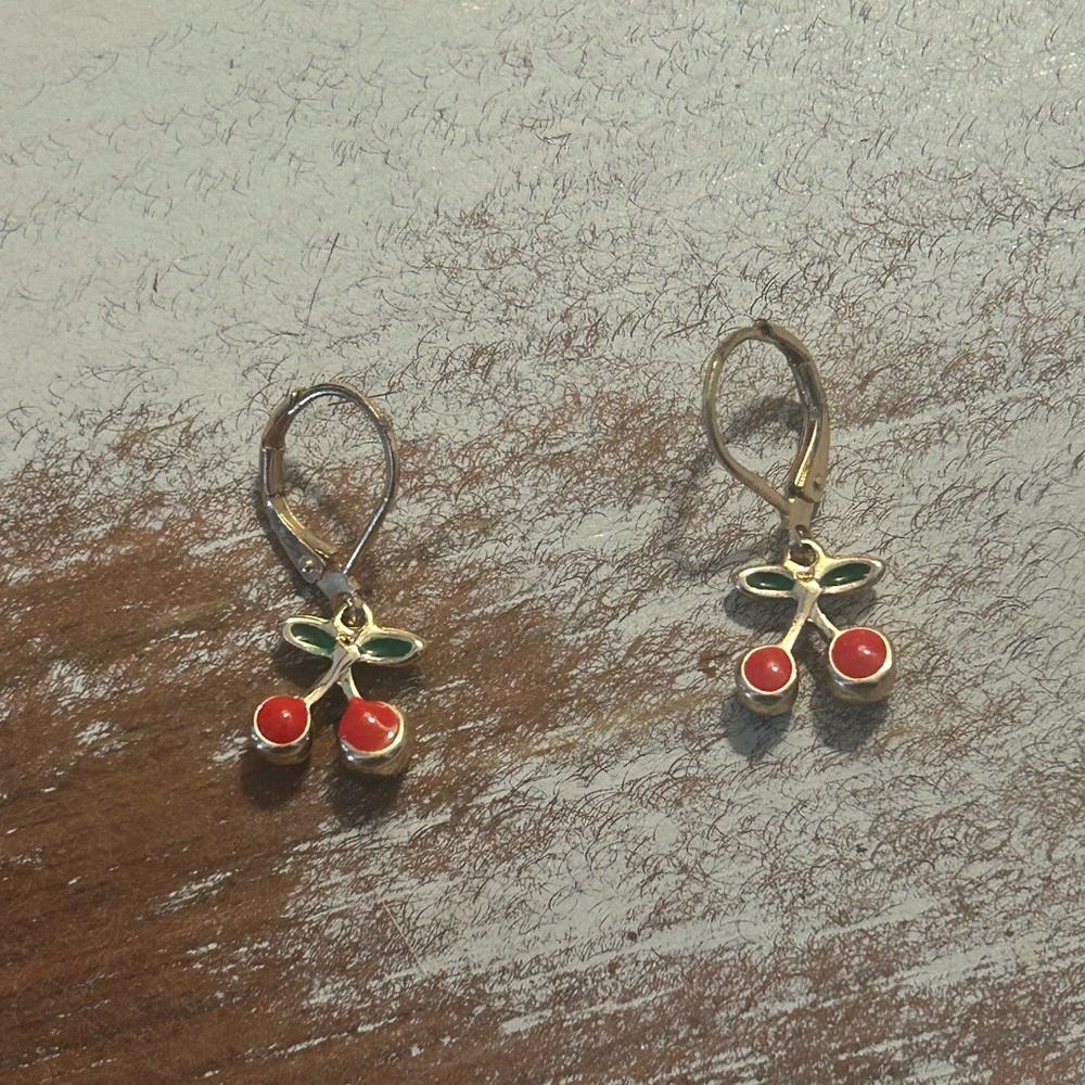Brandy Melville Red and Gold Cherry Earrings